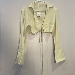 Free people cropped and tie mint top